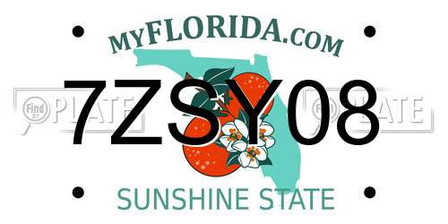 7ZSY08 Florida License Plate