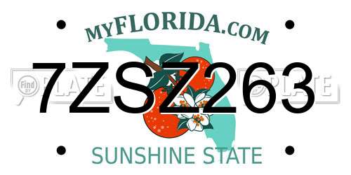7ZSZ263 Florida License Plate