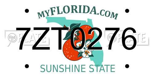 7ZT0276 Florida License Plate