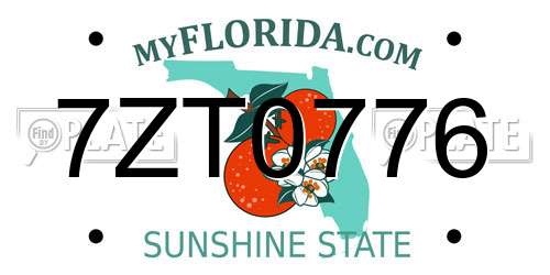 7ZT0776 Florida License Plate