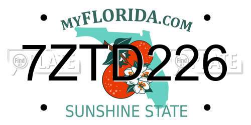 7ZTD226 Florida License Plate