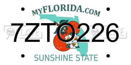 7ZTO226 Florida License Plate