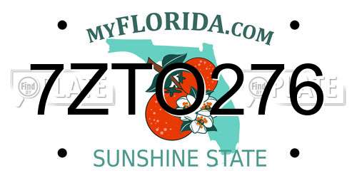 7ZTO276 Florida License Plate