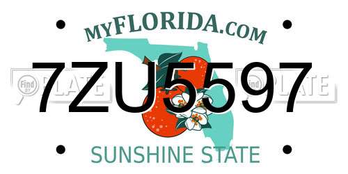 7ZU5597 Florida License Plate