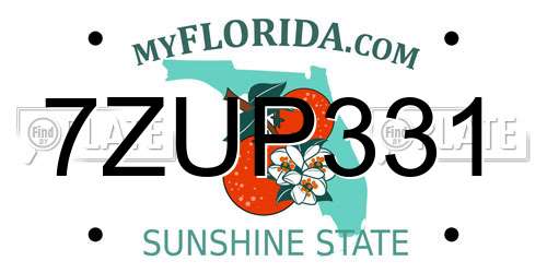 7ZUP331 Florida License Plate
