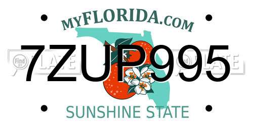 7ZUP995 Florida License Plate
