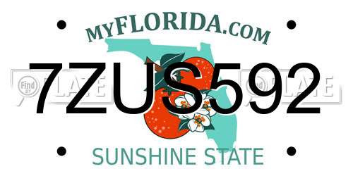 7ZUS592 Florida License Plate