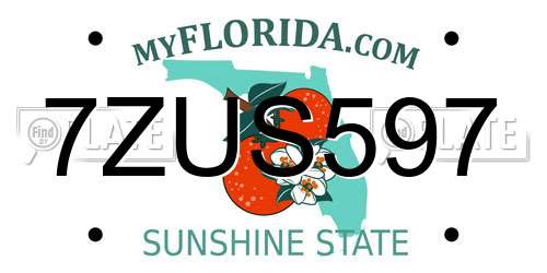 7ZUS597 Florida License Plate