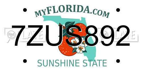 7ZUS892 Florida License Plate