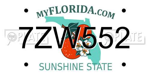 7ZW552 Florida License Plate