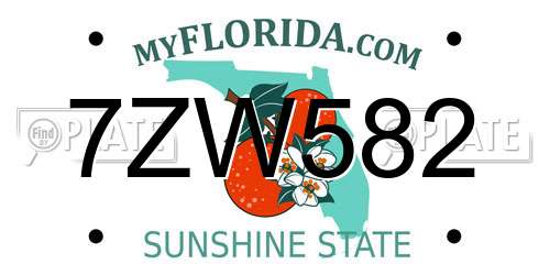 7ZW582 Florida License Plate