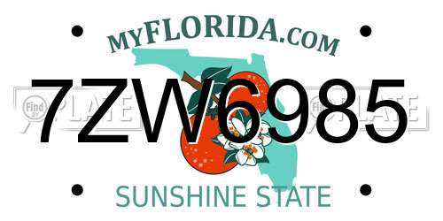 7ZW6985 Florida License Plate