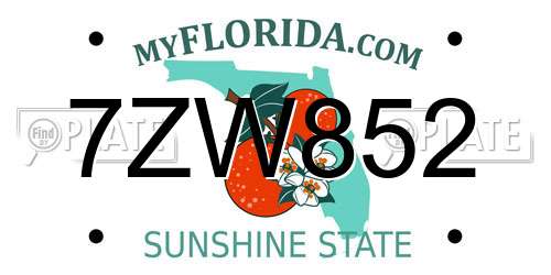 7ZW852 Florida License Plate