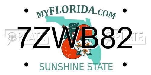 7ZWB82 Florida License Plate
