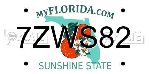 7ZWS82 Florida License Plate