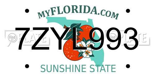 7ZYL993 Florida License Plate
