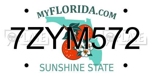 7ZYM572 Florida License Plate