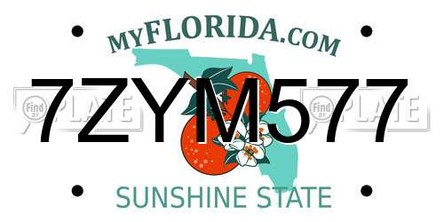 7ZYM577 Florida License Plate