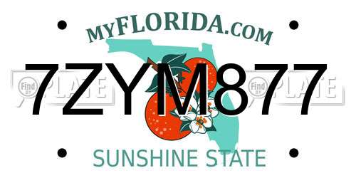 7ZYM877 Florida License Plate