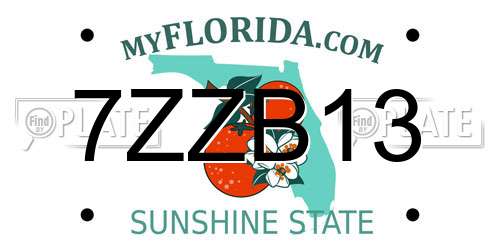 7ZZB13 Florida License Plate