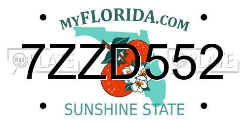 7ZZD552 Florida License Plate