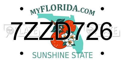 7ZZD726 Florida License Plate