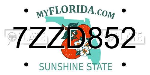 7ZZD852 Florida License Plate