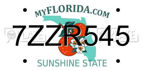 7ZZR545 Florida License Plate