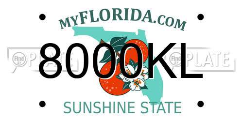 8000KL Florida License Plate
