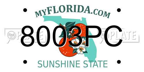8003PC Florida License Plate
