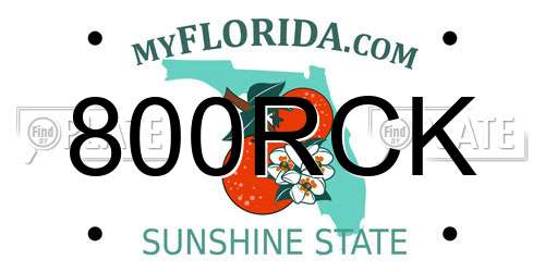 800RCK Florida License Plate
