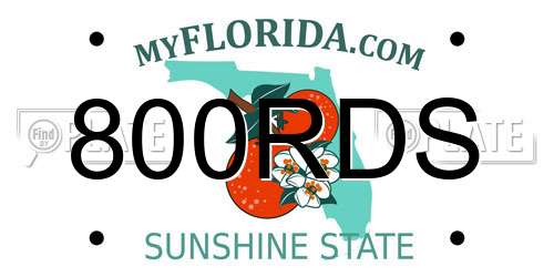 800RDS Florida License Plate