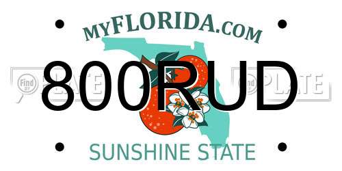 800RUD Florida License Plate