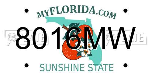 8016MW Florida License Plate