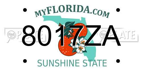 8017ZA Florida License Plate