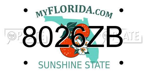 8026ZB Florida License Plate