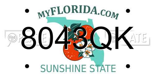 8043QK Florida License Plate