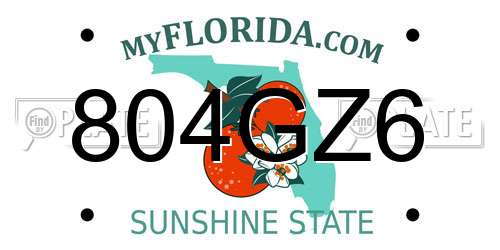 804GZ6 Florida License Plate