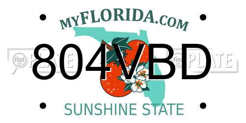 804VBD Florida License Plate