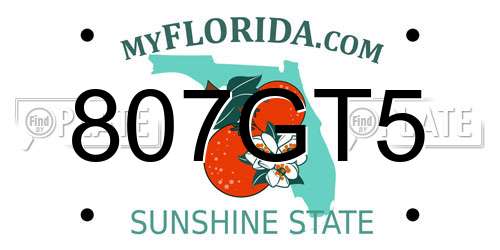 807GT5 Florida License Plate