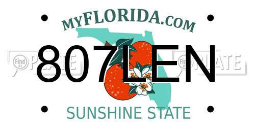 807LEN Florida License Plate
