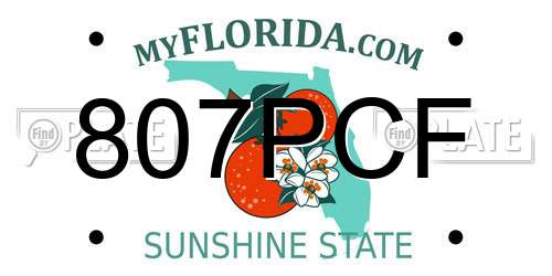 807PCF Florida License Plate