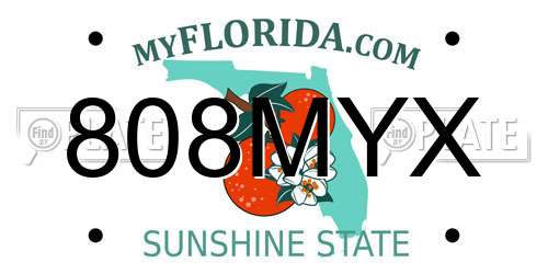 808MYX Florida License Plate