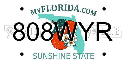 808WYR Florida License Plate