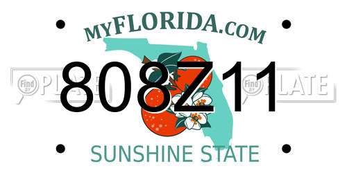 808Z11 Florida License Plate