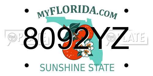 8092YZ Florida License Plate