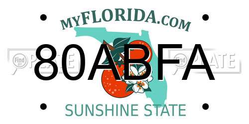 80ABFA Florida License Plate