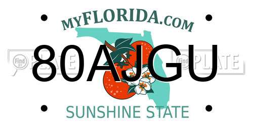 80AJGU Florida License Plate