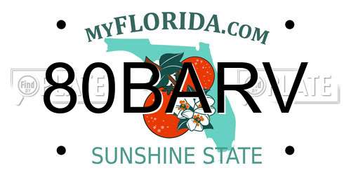 80BARV Florida License Plate