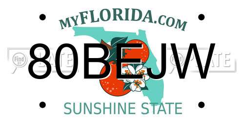 80BEJW Florida License Plate